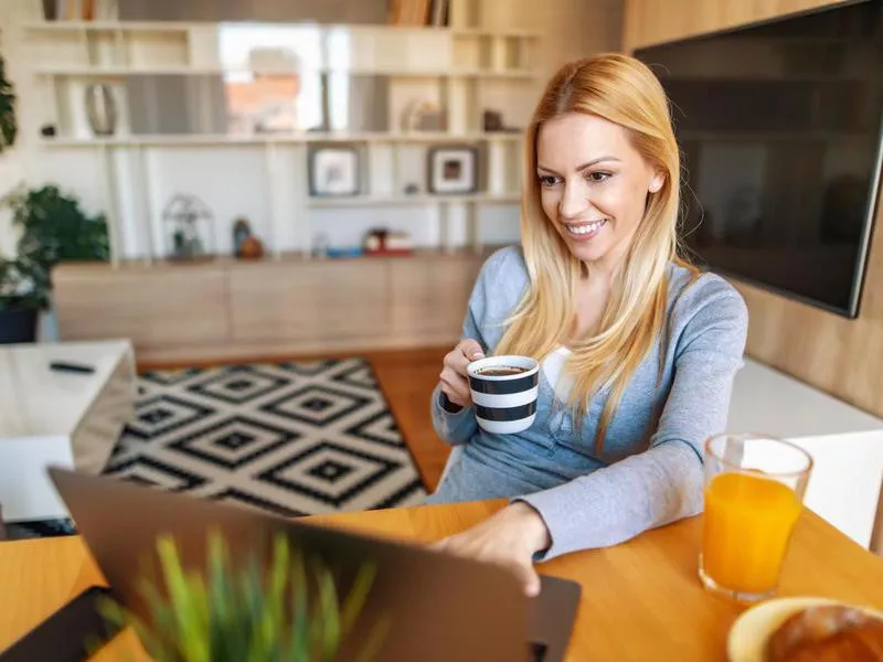 Woman working from home