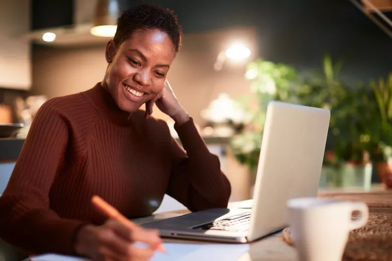 Woman working from home