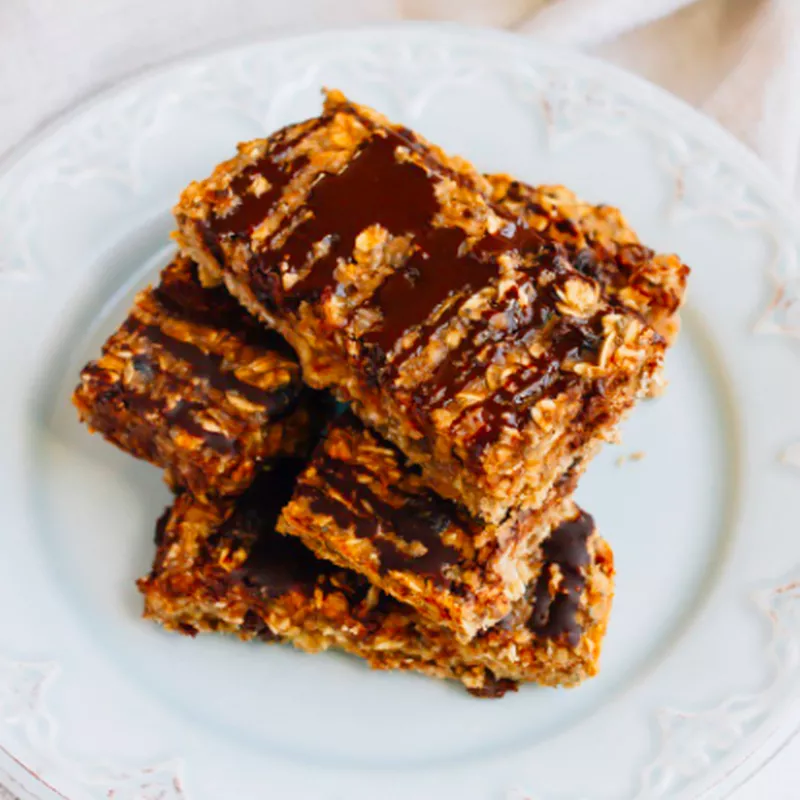 Cinnamon Oatmeal Raisin Bars on a plate