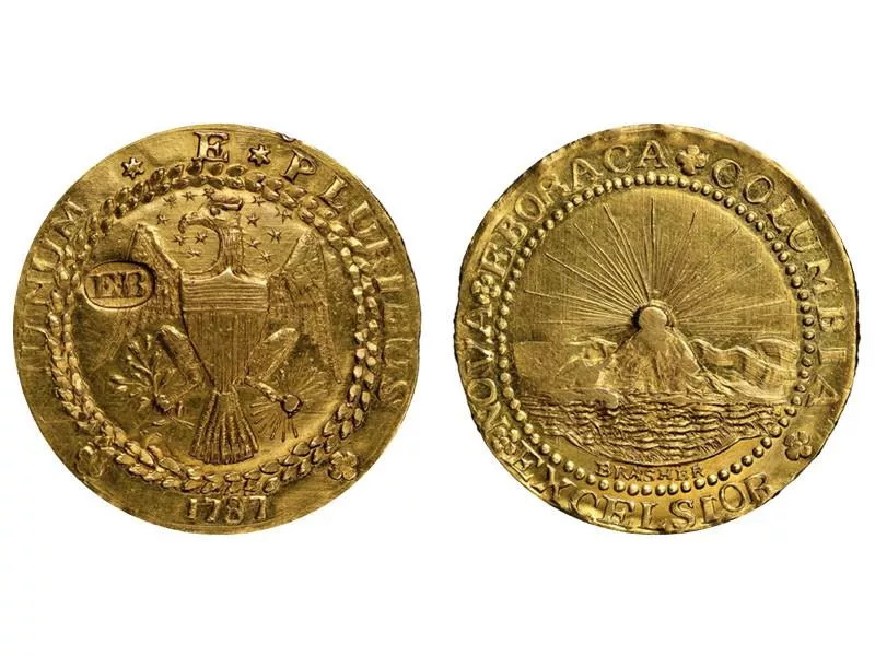 1787 Brasher Doubloon, EB Punch on Wing