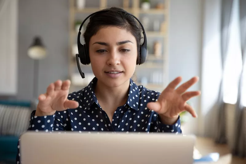 Working at home with a headset