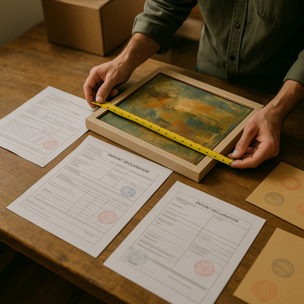 Export permits and customs stamps: match the object to the border